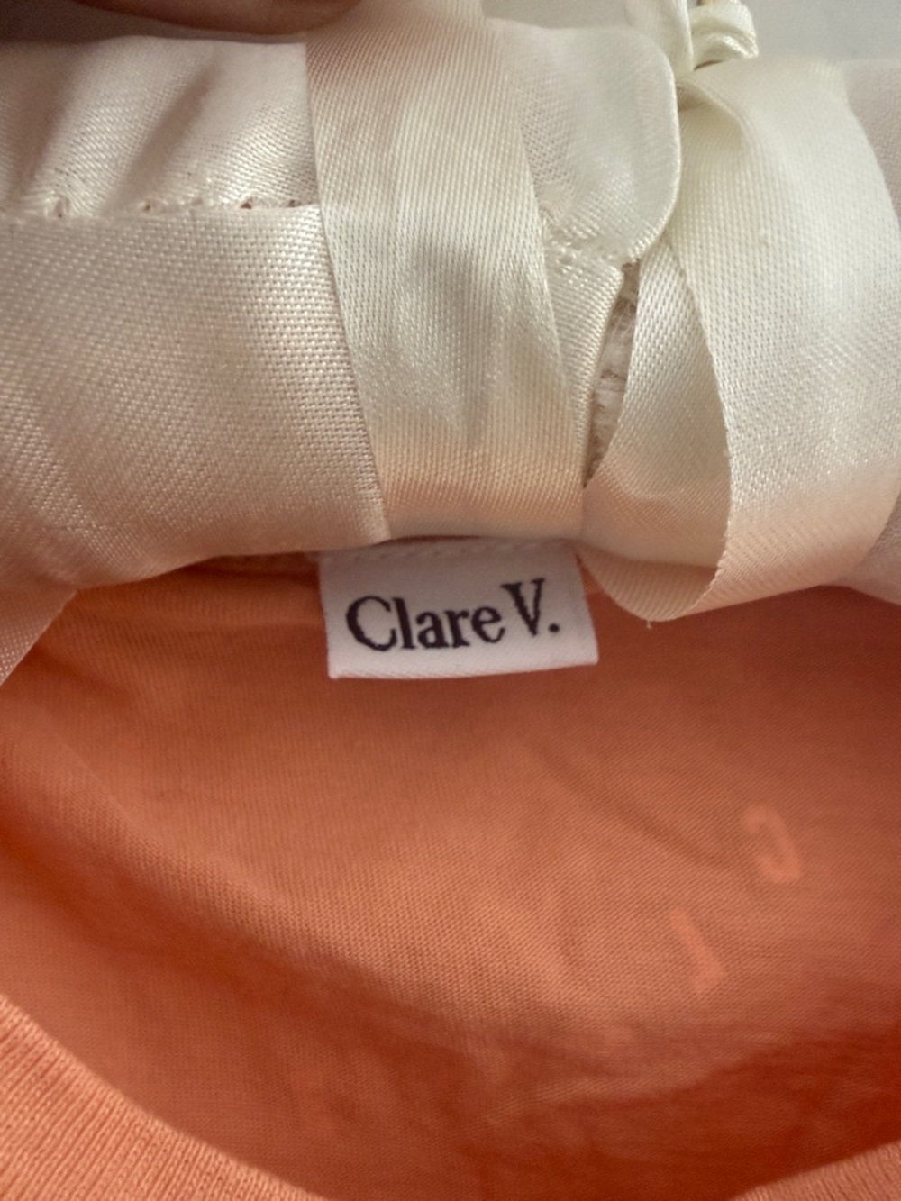 Clare V. Peach Top with Cream Ribbon Detail - Picture 2 of 3